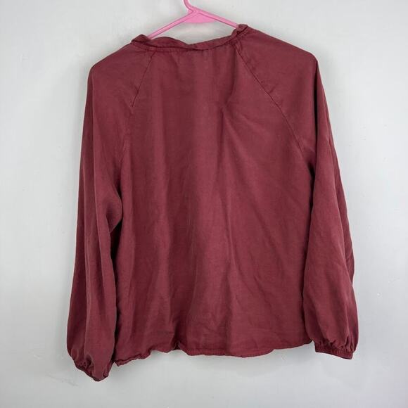 Anthropologie Cloth & Stone Raglan ruffle neck blouse womens Size Medium - Picture 6 of 9